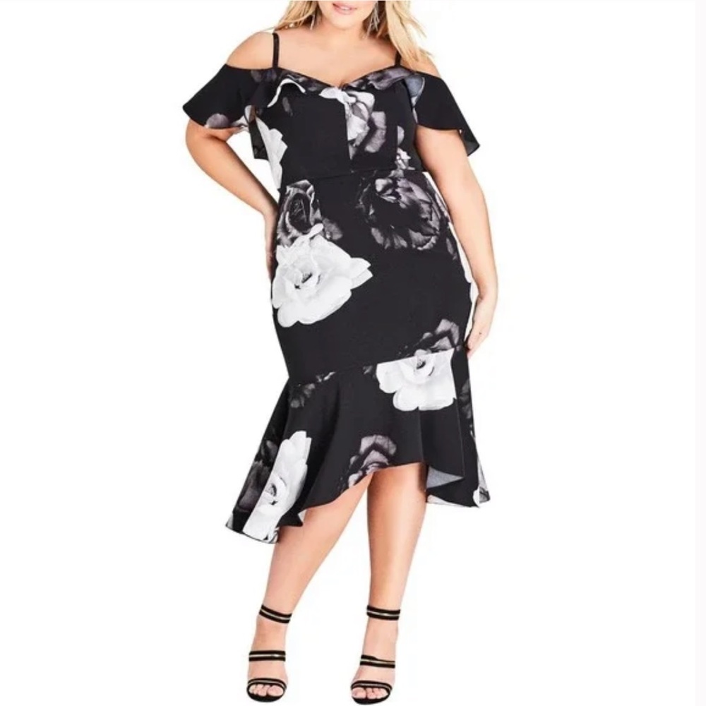 City Chic Rose Shadows Dress XS/14